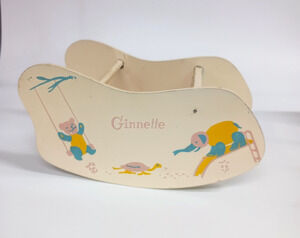 Vintage 1950s Vogue 8'' Ginnette Baby Doll Wooden Shoo-Fly Rocker Furniture